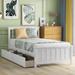 Modern Simple Style Twin Size Solid Pine Wood Platform Bed with Headboard & Footboard and Two Drawers