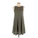 Forever 21 Casual Dress - A-Line High Neck Sleeveless: Green Solid Dresses - Women's Size Small