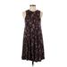 Silence and Noise Casual Dress - A-Line: Purple Baroque Print Dresses - Women's Size Small