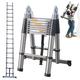 Step Ladder Multi-Purpose Telescoping Extension Ladder 5m (2.5m+2.5m) Stainless Steel Folding Ladder Roof Climb Ladder A-Frame Extendable Ladder with Stabiliser Bar, 330lbs Max Load EN131 Certificated