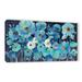 Red Barrel Studio® Indigo Flowers - Painting on Canvas Canvas, Faux Fur in Blue/Brown/Gray | 12 H x 24 W x 2 D in | Wayfair
