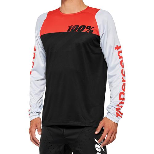 100% R-Core Jugend Fahrrad Jersey, schwarz-weiss-rot, Größe M