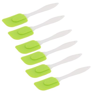 Silicone Head Plastic Handle Heat Resistant Nonstick Spatula Scraper Green 6 PCS