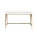 2 Drawers Writing Desk in White High Gloss and Gold