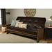 Somette Washington Queen-size Futon Set in Rustic Walnut Finish with Faux Leather Mattress