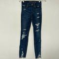 American Eagle Outfitters Jeans | American Eagle Outfitters High Rise Jegging Crop Distressed Jeans Denim Size 00 | Color: Blue | Size: 00