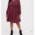 Torrid Dresses | Comfortable Torrid Babydoll Dress Burgundy Supersoft By Torrid Tm Size 2 (18-20) | Color: Red | Size: Torrid 2 (18-20)