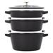 Staub Cast Iron 4-Pc Stackable Set Enameled Cast Iron/Cast Iron in Black | Wayfair 14552623