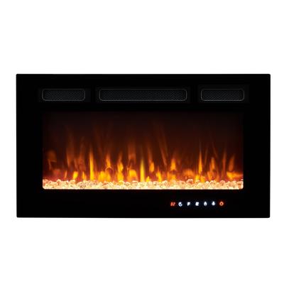 Electric Wall Mounted LED Fireplace Heater with 12 Flame Colors, Touch Screen, Remote Control, Timer, Logset & Crystal Stones