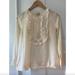 J. Crew Tops | J.Crew Ivory Ruffle Button Bib Front Silk Blouse Shirt Size 0 | Color: White | Size: 0