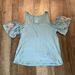 American Eagle Outfitters Tops | American Eagle Jr Sz M Soft & Sexy Cold Shoulder Tshirt Floral Embroidery Euc | Color: Blue/Green | Size: Mj