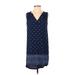 Old Navy Casual Dress - Shift V Neck Sleeveless: Blue Polka Dots Dresses - Women's Size Small