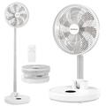 TriPole 12” Foldaway Standing Fan, 6 Speeds 70° Oscillating Pedestal Fan with Remote Control, 12000mAh Battery Operated Floor Fan, 6 Timer Settings Portable Desk Fan for Bedroom Home Office, White