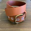 American Eagle Outfitters Accessories | American Eagle Belt Accent Embroidery Faux Leather Western Boho M/L | Color: Tan/White | Size: L