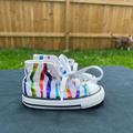 Converse Shoes | Converse All Star High Tops Converse Baby Size 5 White Rainbow Zebra Stripped | Color: Pink/White | Size: 5bb