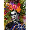 KTGEDH Poster Picture Print Art, Vintage Flowers Woman Frida Kahlo Self-Portrait Painting for Wall Artwork, Modern Aesthetic Room Decor for Girls Women Home Bedroom, Frameless,70×100cm