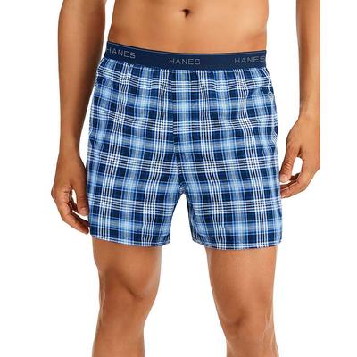 Hanes Men's Cool Comfort Woven Boxers 6-Pack (Size S) Blue Multi/Plaid/Assorted, Cotton,Polyester