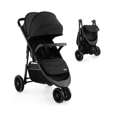 Costway Baby Jogging Stroller with Adjustable Canopy for Newborn-Black