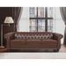 Toswin PU Rolled Arm Chesterfield Three Seater Sofa Flared Arm Sofa with Reversible Cushions & Inlaid Rivet Decoration