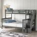 Contemporary Style Stairway Twin-Over-Full Bunk Bed with Storage and Guard Rail for Bedroom, Dorm, fo Adults