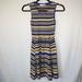 Anthropologie Dresses | Anthropologie Sparrow Small Blue Tan Black Striped Knit Fir N Flare Dress A117 | Color: Blue/Tan | Size: S