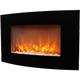 INMOZATA Electric Fire Wall Mounted 35inch Curve Glass Electric Fireplace Black Hanging Wall Electric Fires Heater Realistic Flame Effect with Remote Control ([Energy Class A+]