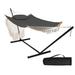 Dakota Fields Shingadia Portable Double Spreader Bar Hammock w/ Stand Cotton in Gray | 44.1 H x 57.1 W x 146 D in | Wayfair