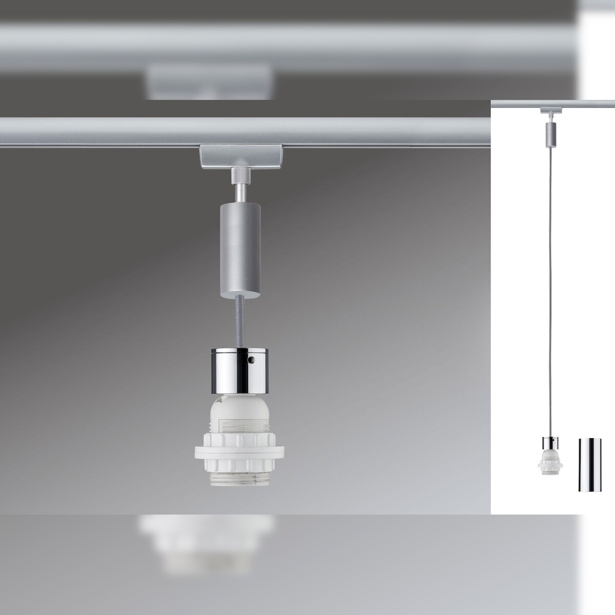 Paulmann URail Pendel 2Easy E27 max. 20W dimmbar 230V Chrom matt#Chrom 95436 Image