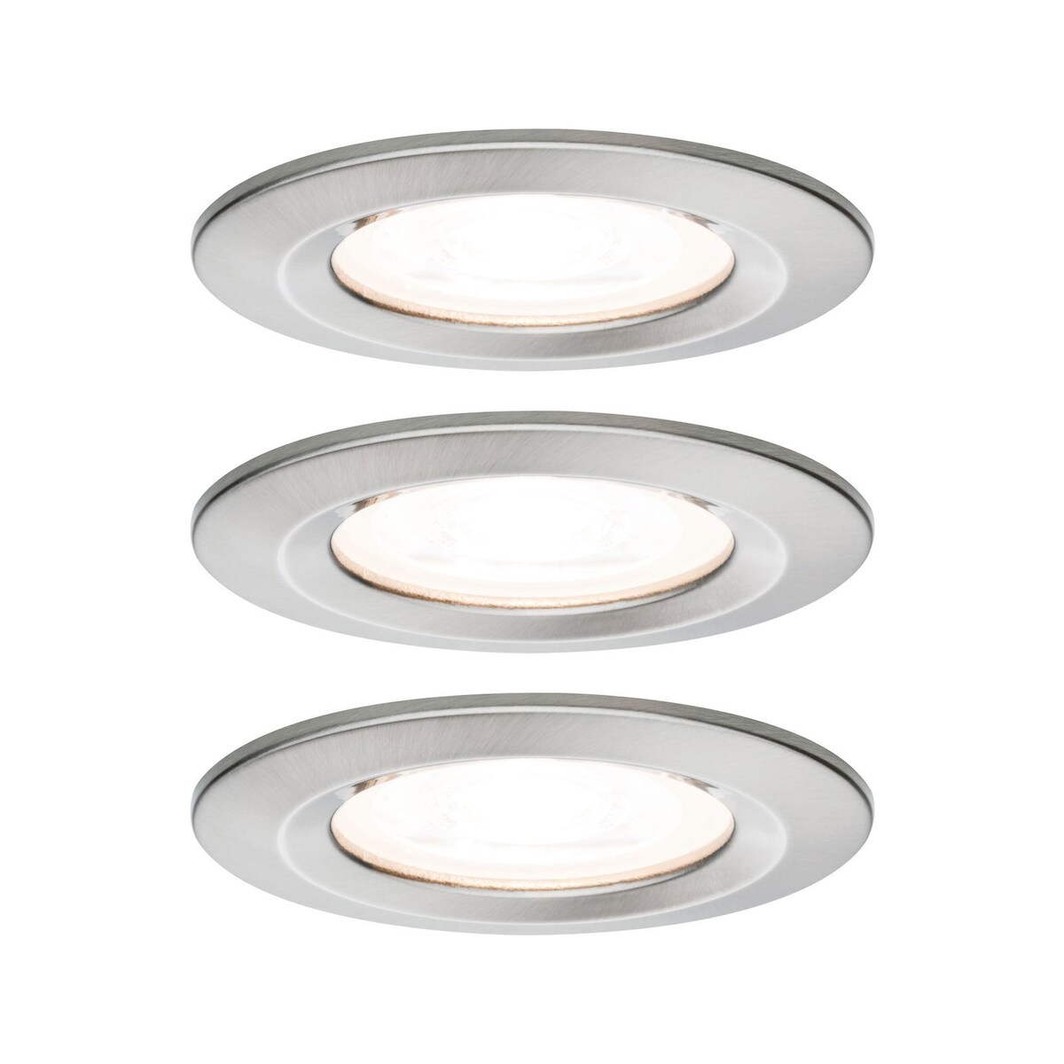 Paulmann LED Einbauleuchte Nova Basisset starr IP44 rund 78mm GU10 3x6,5W 3x460lm 230V 2700K Eisen gebürstet 93440 Image