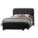 Faux Leather Bed with Button Tufted In Black Finish