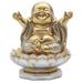 Q-Max 4.75"H Gold and Silver Maitreya Buddha on Lotus Seat Statue Happy Buddha Feng Shui Decoration Religious Figurine