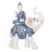 Q-Max 9"H Blue and White Thai Buddha Sitting on Elephant Statue Feng Shui Decoration Religious Figurine