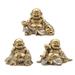 Q-Max 3-Piece Miniature Maitreya Buddha in Gold and Silver 4.75"H Statue Feng Shui Decoration Figurine Set