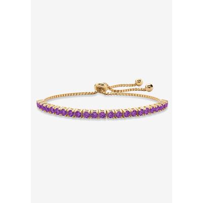Women's Gold-Plated Bolo Bracelet, Simulated Birthstone 9.25" Adjustable by PalmBeach Jewelry in February