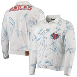 Men's FISLL White New York Knicks Ice Cloud Denim Jacket