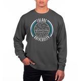 Men's Uscape Apparel Black Tulane Green Wave Pigment Dyed Fleece Crew Neck Sweatshirt