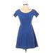 Charlotte Russe Casual Dress - A-Line: Blue Solid Dresses - Women's Size Small