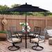 Lark Manor™ Alyah Square 4 - Person 37" Long Outdoor Dining Set w/ Cushions & Umbrella Metal in Black | 37 W x 37 D in | Wayfair