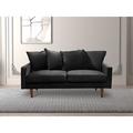 Corrigan Studio® Julane Velvet 58" Square Arm Loveseat Sofa Velvet in Black | 33.1 H x 57.9 W x 31.7 D in | Wayfair