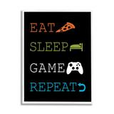 Stupell Industries Eat Sleep Repeat Video Game Iconography Rules Gray Farmhouse Oversized Rustic Framed Giclee Texturized Art By Masey St. Studios | Wayfair