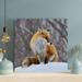 Loon Peak® A Brown Fox w/ Black Legs On Snow Covered Ground - 1 Piece Square Graphic Art Print On Wrapped Canvas in Brown/Gray/White | Wayfair