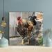 Gracie Oaks Brown & Black Rooster On Concrete Floor 1 - 1 Piece Square Graphic Art Print On Wrapped Canvas in Gray | 12 H x 12 W x 2 D in | Wayfair