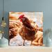 Gracie Oaks Brown & Red Rooster On Gray Floor - 1 Piece Square Graphic Art Print On Wrapped Canvas in Brown/Red | 12 H x 12 W x 2 D in | Wayfair