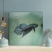 Rosecliff Heights Black & White Striped Fish - Wrapped Canvas Painting Canvas in Black/Blue/Green | 12 H x 12 W x 2 D in | Wayfair