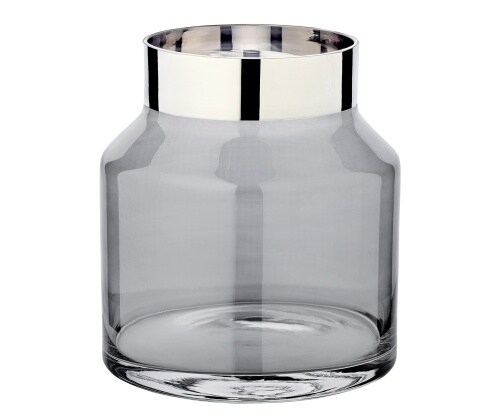 EDZARD Vase Gabi (Ø 17 cm, Höhe 19 cm), dunkles, mundgeblasenes Kristallglas mit Platinrand Image