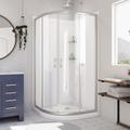 Dreamline Prime 33 Inch x 76-3/4 Inch Semi Frameless Clear Glass Sliding Shower Enclosure in Brushed Nickel with Base and Backwalls DL-6152-04CL