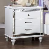 Derc Glam Solid Wood 3-Drawer Nightstand by Furniture of America