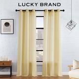 Lucky Brand Larkin Textured Light Filtering Grommet Window Curtain Panel Pair with Tiebacks