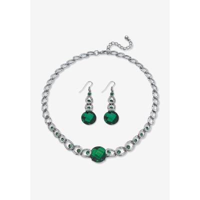 Women's Silver Tone Collar Necklace and Earring Set, Simulated Birthstone by PalmBeach Jewelry in May