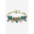 Women's Goldtone Antiqued Birthstone Bracelet (13mm), Round Crystal 8 inch Adjustable by PalmBeach Jewelry in March